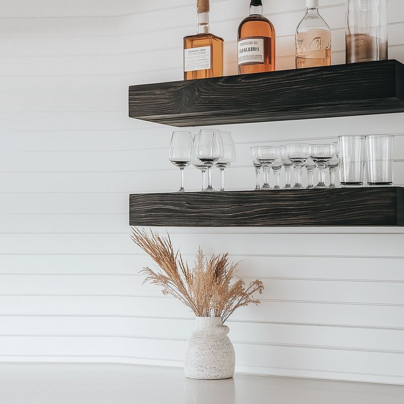 Casa si Gradina - Mobilier - Biblioteci si rafturi - Rafturi - Raft decorativ lemn Hanah Home, lemn masiv, 13 x 11 x 60 cm, negru, set 2 piese, 792EVL2931 - Infinity.ro
