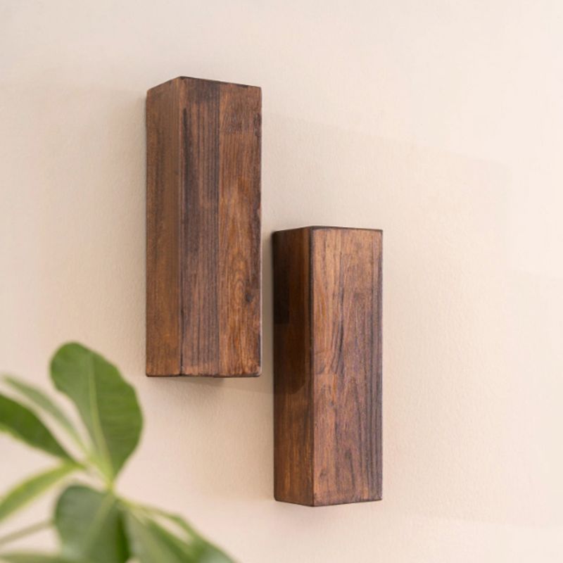 Casa si Gradina - Mobilier - Biblioteci si rafturi - Rafturi - Raft decorativ lemn Hanah Home, lemn masiv, 25 x 6 x 8 cm, lemn, set 2 piese, 792EVL2934 - Infinity.ro