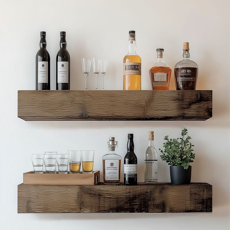 Casa si Gradina - Mobilier - Biblioteci si rafturi - Rafturi - Raft decorativ lemn Hanah Home, lemn masiv, 13 x 11 x 60 cm, lemn, set 2 piese, 792EVL2928 - Infinity.ro
