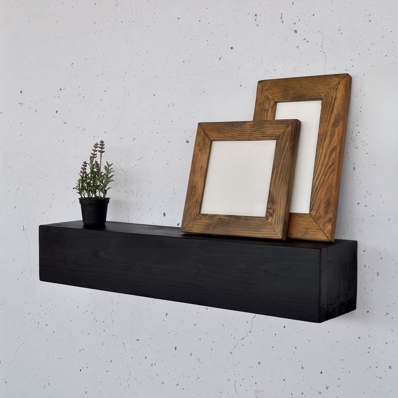 Casa si Gradina - Mobilier - Biblioteci si rafturi - Rafturi - Raft decorativ lemn Hanah Home, lemn masiv, 13 x 11 x 60 cm, negru, 792EVL2939 - Infinity.ro