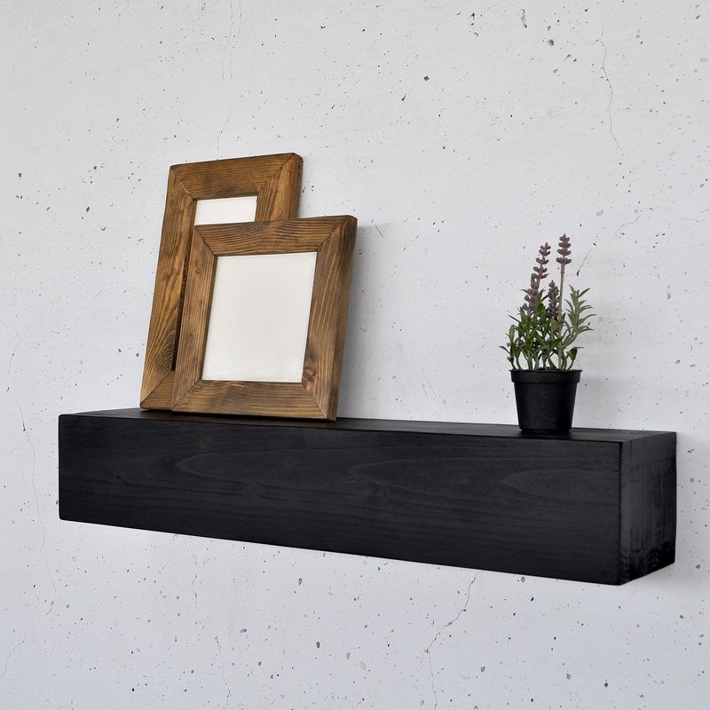 Casa si Gradina - Mobilier - Biblioteci si rafturi - Rafturi - Raft decorativ lemn Hanah Home, lemn masiv, 13 x 11 x 60 cm, negru, 792EVL2939 - Infinity.ro