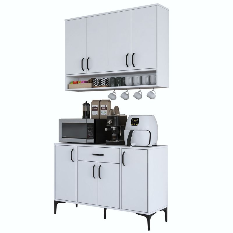 Casa si Gradina - Mobilier - Comode si corpuri - Corpuri bucatarie - Suport cafea Hanah Home, PAL 100%, 120 x 40 x 160.4 cm, alb, 893RAN5514 - Infinity.ro