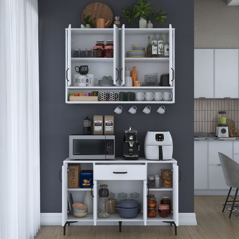 Casa si Gradina - Mobilier - Comode si corpuri - Corpuri bucatarie - Suport cafea Hanah Home, PAL 100%, 120 x 40 x 160.4 cm, alb, 893RAN5514 - Infinity.ro