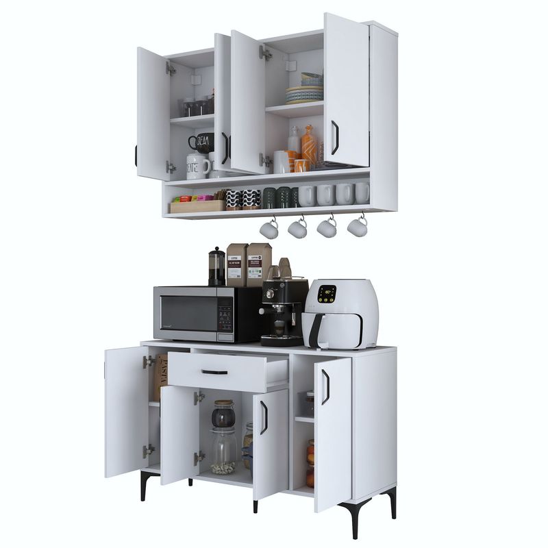 Casa si Gradina - Mobilier - Comode si corpuri - Corpuri bucatarie - Suport cafea Hanah Home, PAL 100%, 120 x 40 x 160.4 cm, alb, 893RAN5514 - Infinity.ro