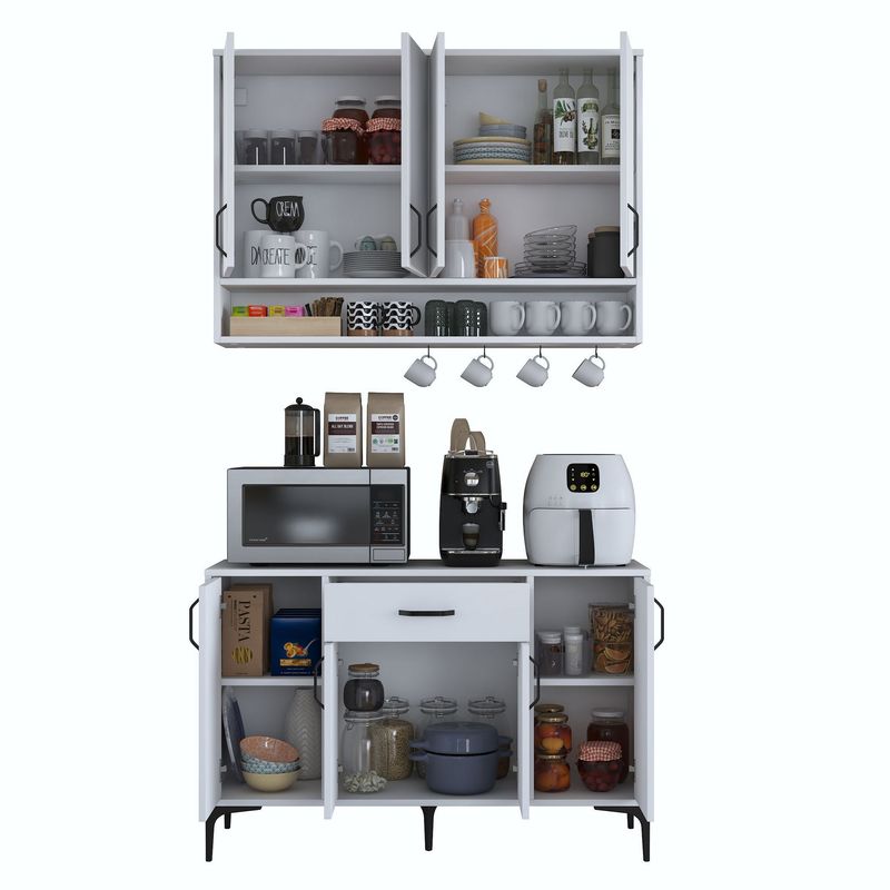 Casa si Gradina - Mobilier - Comode si corpuri - Corpuri bucatarie - Suport cafea Hanah Home, PAL 100%, 120 x 40 x 160.4 cm, alb, 893RAN5514 - Infinity.ro