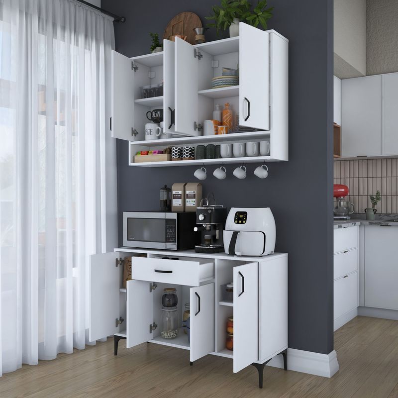 Casa si Gradina - Mobilier - Comode si corpuri - Corpuri bucatarie - Suport cafea Hanah Home, PAL 100%, 120 x 40 x 160.4 cm, alb, 893RAN5514 - Infinity.ro