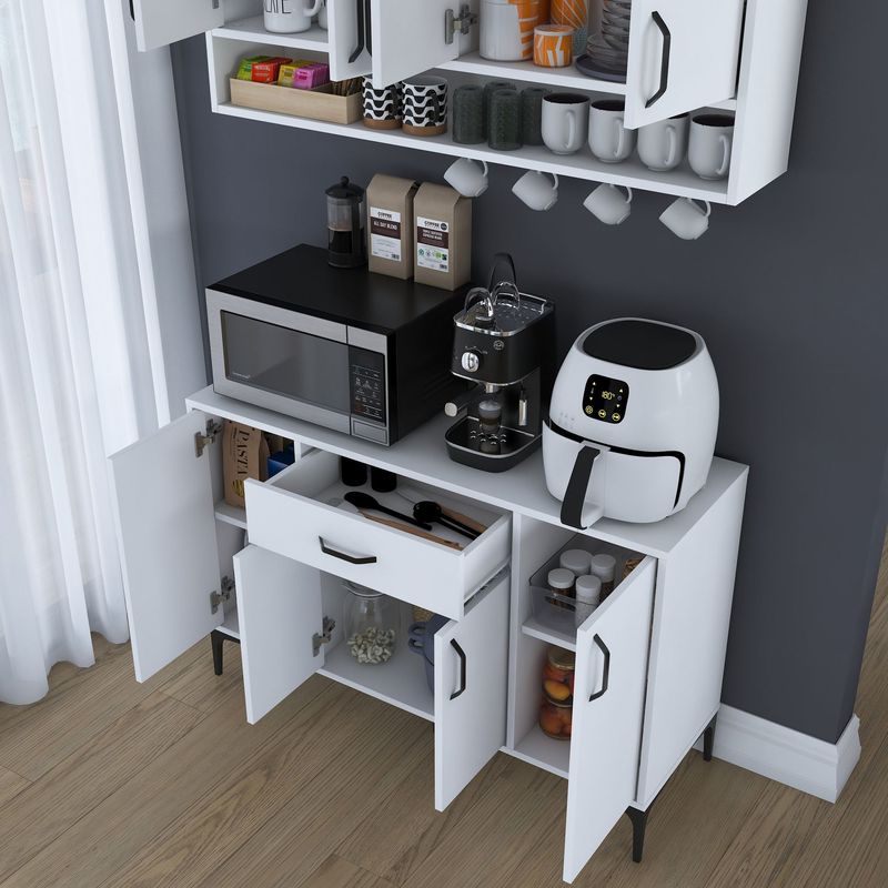Casa si Gradina - Mobilier - Comode si corpuri - Corpuri bucatarie - Suport cafea Hanah Home, PAL 100%, 120 x 40 x 160.4 cm, alb, 893RAN5514 - Infinity.ro