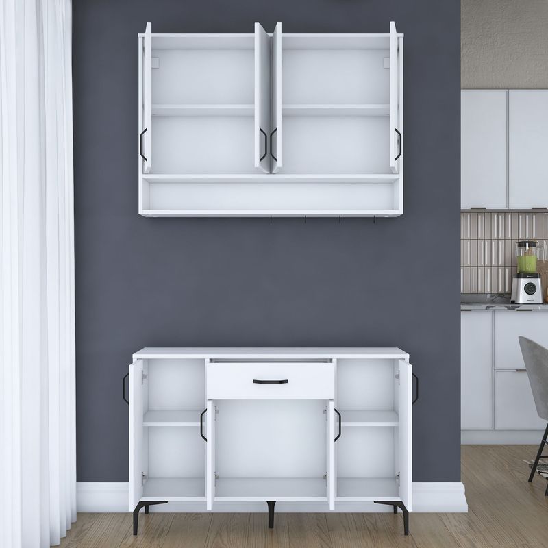Casa si Gradina - Mobilier - Comode si corpuri - Corpuri bucatarie - Suport cafea Hanah Home, PAL 100%, 120 x 40 x 160.4 cm, alb, 893RAN5514 - Infinity.ro