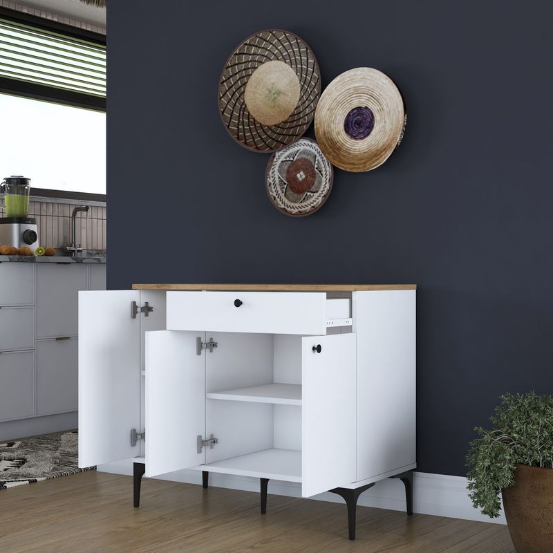 Casa si Gradina - Mobilier - Comode si corpuri - Corpuri bucatarie - Suport cafea Hanah Home, PAL 100%, 90.2 x 45 x 78.6 cm, nuc și alb, 893RAN5504 - Infinity.ro