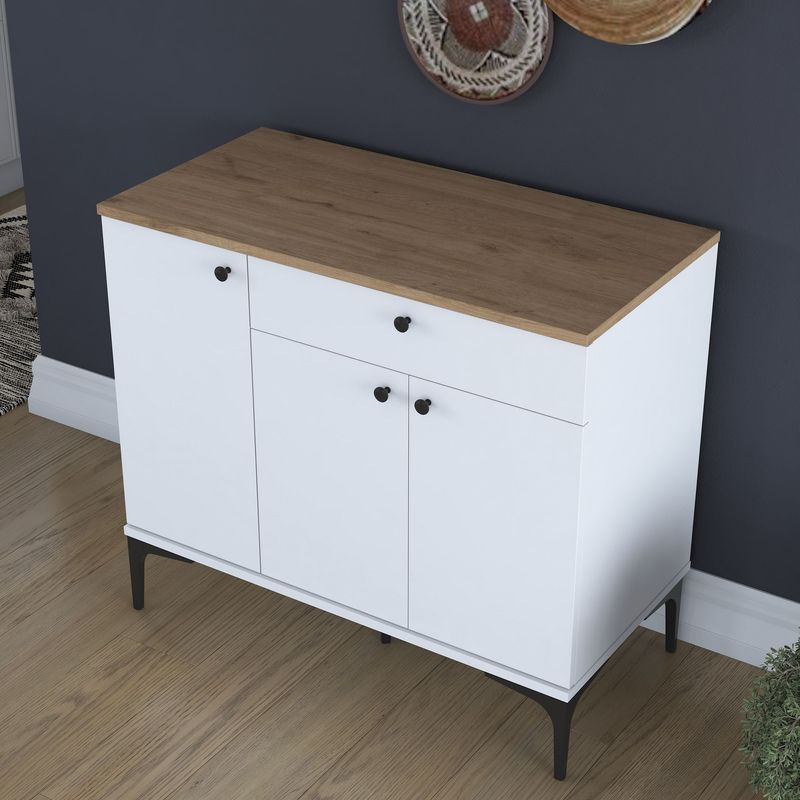 Casa si Gradina - Mobilier - Comode si corpuri - Corpuri bucatarie - Suport cafea Hanah Home, PAL 100%, 90.2 x 45 x 78.6 cm, nuc și alb, 893RAN5504 - Infinity.ro