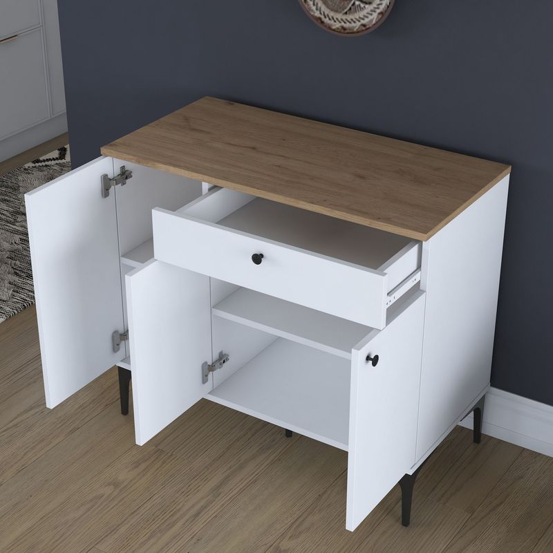 Casa si Gradina - Mobilier - Comode si corpuri - Corpuri bucatarie - Suport cafea Hanah Home, PAL 100%, 90.2 x 45 x 78.6 cm, nuc și alb, 893RAN5504 - Infinity.ro