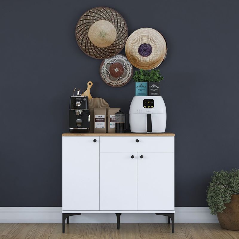 Casa si Gradina - Mobilier - Comode si corpuri - Corpuri bucatarie - Suport cafea Hanah Home, PAL 100%, 90.2 x 45 x 78.6 cm, nuc și alb, 893RAN5504 - Infinity.ro