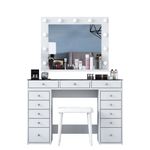 Casa si Gradina - Mobilier - Comode si corpuri - Masute de toaleta - Masă machiaj Hanah Home, PAL melaminat, 120 x 44.5 x 79.8 cm, alb, 893RAN4991 - Infinity.ro