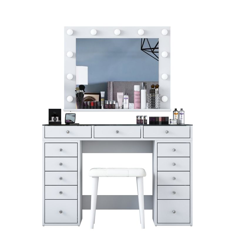 Casa si Gradina - Mobilier - Comode si corpuri - Masute de toaleta - Masă machiaj Hanah Home, PAL melaminat, 120 x 44.5 x 79.8 cm, alb, 893RAN4991 - Infinity.ro