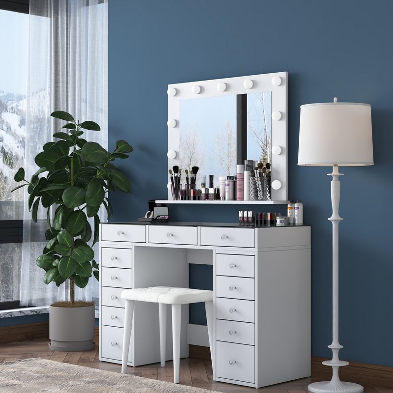 Casa si Gradina - Mobilier - Comode si corpuri - Masute de toaleta - Masă machiaj Hanah Home, PAL melaminat, 120 x 44.5 x 79.8 cm, alb, 893RAN4991 - Infinity.ro