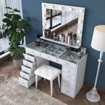 Casa si Gradina - Mobilier - Comode si corpuri - Masute de toaleta - Masă machiaj Hanah Home, PAL melaminat, 120 x 44.5 x 79.8 cm, alb, 893RAN4991 - Infinity.ro