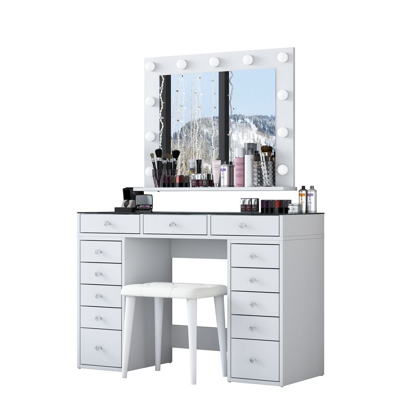 Casa si Gradina - Mobilier - Comode si corpuri - Masute de toaleta - Masă machiaj Hanah Home, PAL melaminat, 120 x 44.5 x 79.8 cm, alb, 893RAN4991 - Infinity.ro