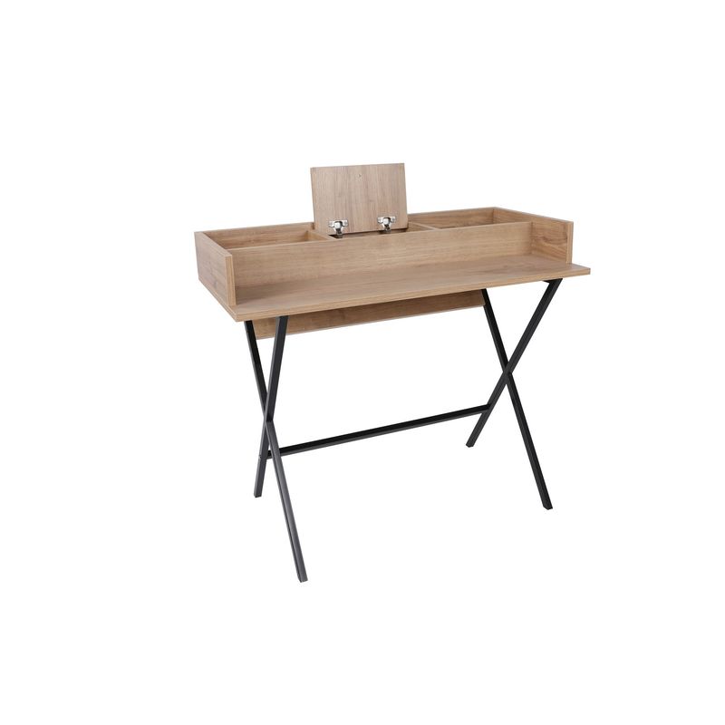 Casa si Gradina - Mobilier - Comode si corpuri - Masute de toaleta - Masă machiaj Hanah Home, PAL melaminat, 100 x 89 x 50 cm, nuc/negru, 811MDD5103 - Infinity.ro