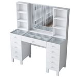 Casa si Gradina - Mobilier - Comode si corpuri - Masute de toaleta - Masă machiaj Hanah Home, PAL melaminat, 120 x 40 x 133.8 cm, alb, 893RAN4987 - Infinity.ro