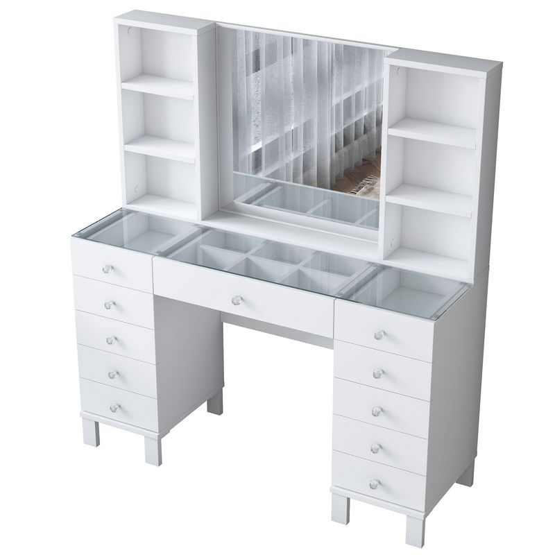 Casa si Gradina - Mobilier - Comode si corpuri - Masute de toaleta - Masă machiaj Hanah Home, PAL melaminat, 120 x 40 x 133.8 cm, alb, 893RAN4987 - Infinity.ro