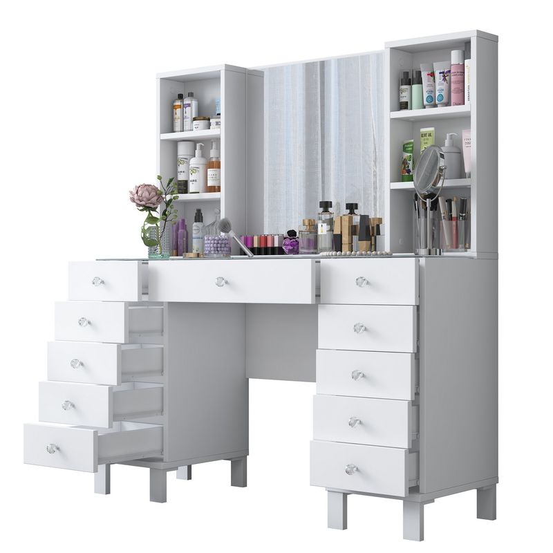 Casa si Gradina - Mobilier - Comode si corpuri - Masute de toaleta - Masă machiaj Hanah Home, PAL melaminat, 120 x 40 x 133.8 cm, alb, 893RAN4987 - Infinity.ro