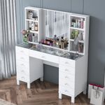 Casa si Gradina - Mobilier - Comode si corpuri - Masute de toaleta - Masă machiaj Hanah Home, PAL melaminat, 120 x 40 x 133.8 cm, alb, 893RAN4987 - Infinity.ro