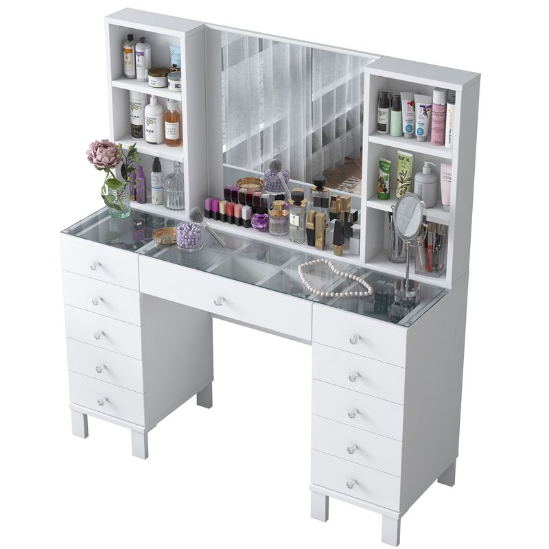 Casa si Gradina - Mobilier - Comode si corpuri - Masute de toaleta - Masă machiaj Hanah Home, PAL melaminat, 120 x 40 x 133.8 cm, alb, 893RAN4987 - Infinity.ro