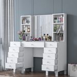 Casa si Gradina - Mobilier - Comode si corpuri - Masute de toaleta - Masă machiaj Hanah Home, PAL melaminat, 120 x 40 x 133.8 cm, alb, 893RAN4987 - Infinity.ro