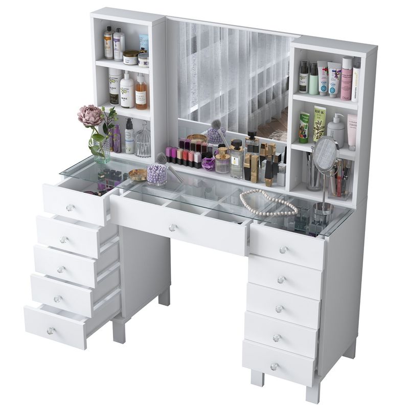 Casa si Gradina - Mobilier - Comode si corpuri - Masute de toaleta - Masă machiaj Hanah Home, PAL melaminat, 120 x 40 x 133.8 cm, alb, 893RAN4987 - Infinity.ro