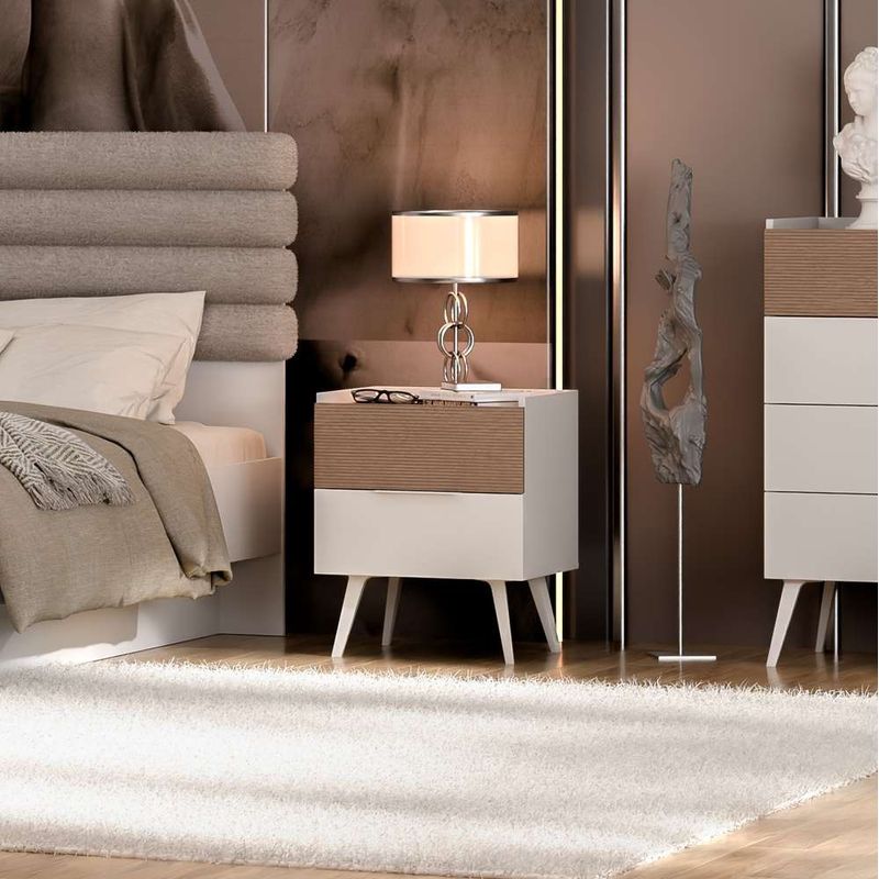 Casa si Gradina - Mobilier - Comode si corpuri - Noptiere - Noptieră Hanah Home, PAL melaminat, 50 x 44 x 62 cm, bej-cenușiu, 479ADR1519 - Infinity.ro