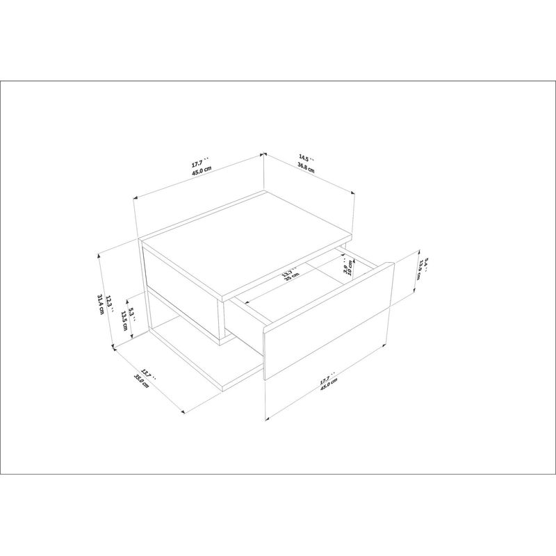 Casa si Gradina - Mobilier - Comode si corpuri - Noptiere - Noptieră Hanah Home, PAL melaminat, 45 x 36.8 x 31.4 cm, cordoba, 875ZNA3418 - Infinity.ro