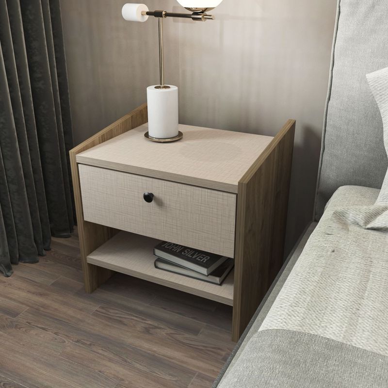 Casa si Gradina - Mobilier - Comode si corpuri - Noptiere - Noptieră Hanah Home, PAL melaminat, 45 x 35 x 45 cm, nuc/bej, 875ZNA3412 - Infinity.ro