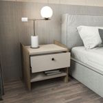 Casa si Gradina - Mobilier - Comode si corpuri - Noptiere - Noptieră Hanah Home, PAL melaminat, 45 x 35 x 45 cm, nuc/bej, 875ZNA3412 - Infinity.ro