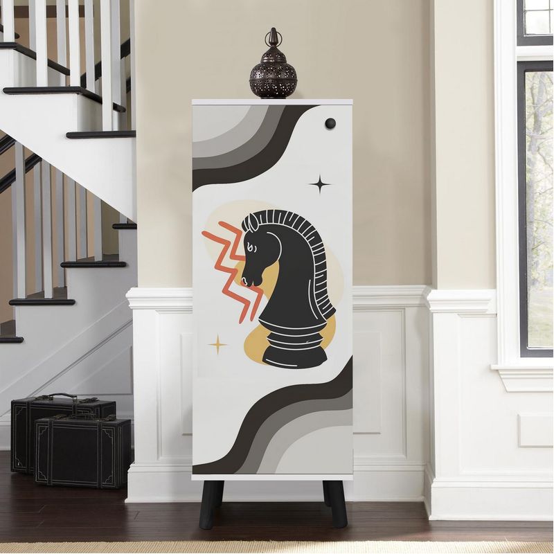 Casa si Gradina - Mobilier - Dulapuri si sifoniere - Dulapuri pantofi - Pantofar Hanah Home, PAL melaminat, 50 x 38 x 135 cm, alb/negru, lemn masiv, 869VEL8632 - Infinity.ro