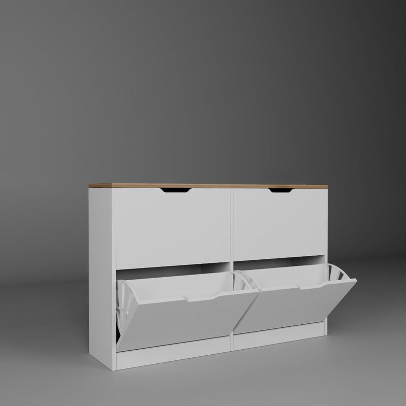 Casa si Gradina - Mobilier - Dulapuri si sifoniere - Dulapuri pantofi - Pantofar Hanah Home, PAL melaminat, 120.5 x 30 x 79.2 cm, deschis nuc, 350MWD1215 - Infinity.ro