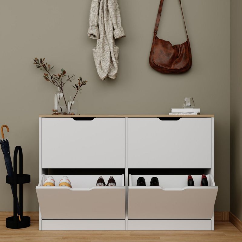 Casa si Gradina - Mobilier - Dulapuri si sifoniere - Dulapuri pantofi - Pantofar Hanah Home, PAL melaminat, 120.5 x 30 x 79.2 cm, deschis nuc, 350MWD1215 - Infinity.ro