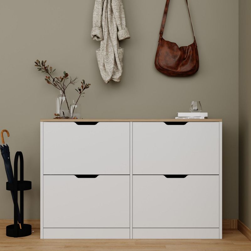 Casa si Gradina - Mobilier - Dulapuri si sifoniere - Dulapuri pantofi - Pantofar Hanah Home, PAL melaminat, 120.5 x 30 x 79.2 cm, deschis nuc, 350MWD1215 - Infinity.ro