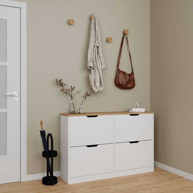 Casa si Gradina - Mobilier - Dulapuri si sifoniere - Dulapuri pantofi - Pantofar Hanah Home, PAL melaminat, 120.5 x 30 x 79.2 cm, deschis nuc, 350MWD1215 - Infinity.ro