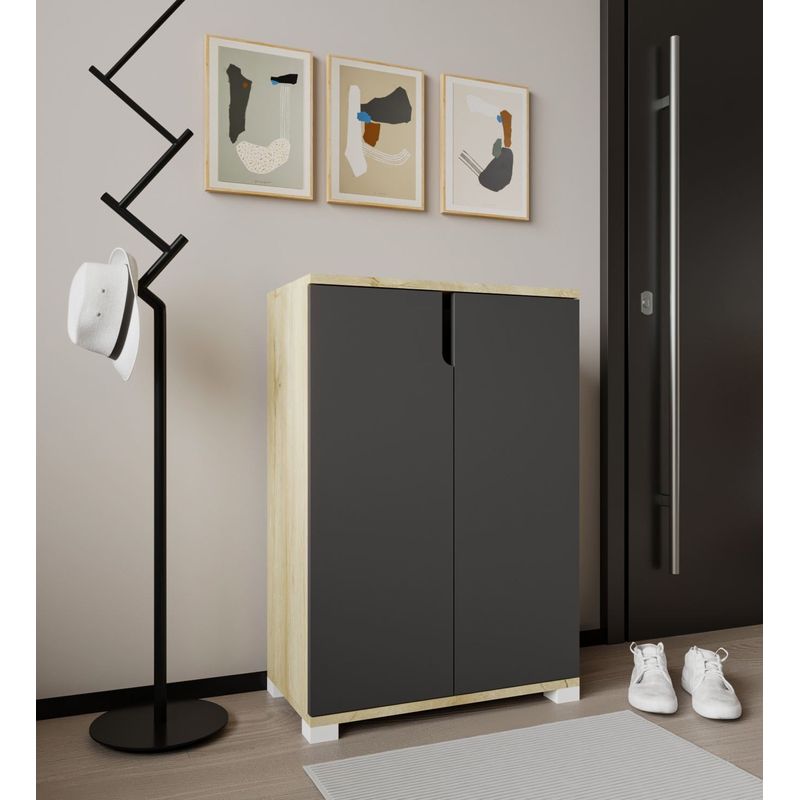Casa si Gradina - Mobilier - Dulapuri si sifoniere - Dulapuri pantofi - Pantofar Hanah Home, PAL melaminat, 60 x 34 x 97 cm, sapphire stejar/antracit, 469ORN1302 - Infinity.ro