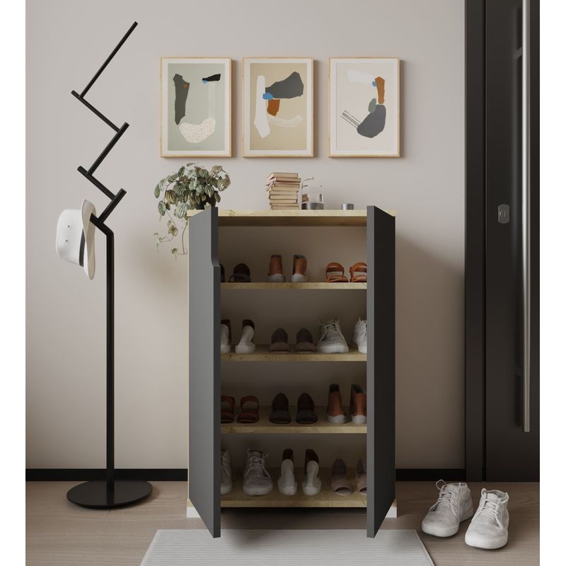 Casa si Gradina - Mobilier - Dulapuri si sifoniere - Dulapuri pantofi - Pantofar Hanah Home, PAL melaminat, 60 x 34 x 97 cm, sapphire stejar/antracit, 469ORN1302 - Infinity.ro