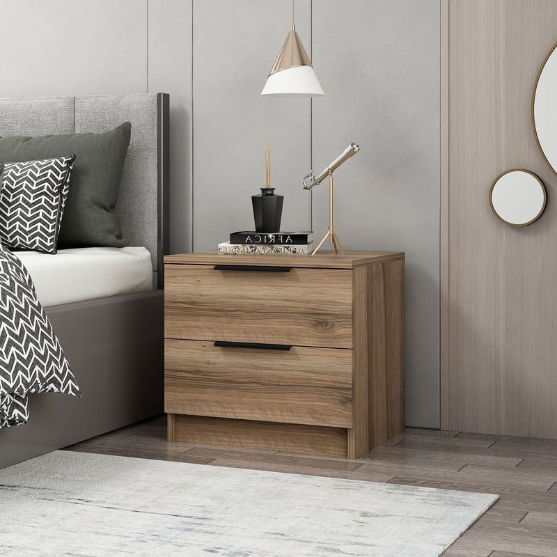 Casa si Gradina - Mobilier - Comode si corpuri - Noptiere - Noptieră Hanah Home, PAL melaminat, 54 x 47 x 40 cm, nuc, 506MNR1504 - Infinity.ro