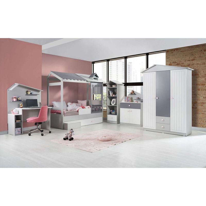 Casa si Gradina - Mobilier - Dulapuri si sifoniere - Sifoniere - Dulap 4 uși Hanah Home, PAL melaminat, 192 x 57 x 210 cm, gri, 842PRB1105 - Infinity.ro