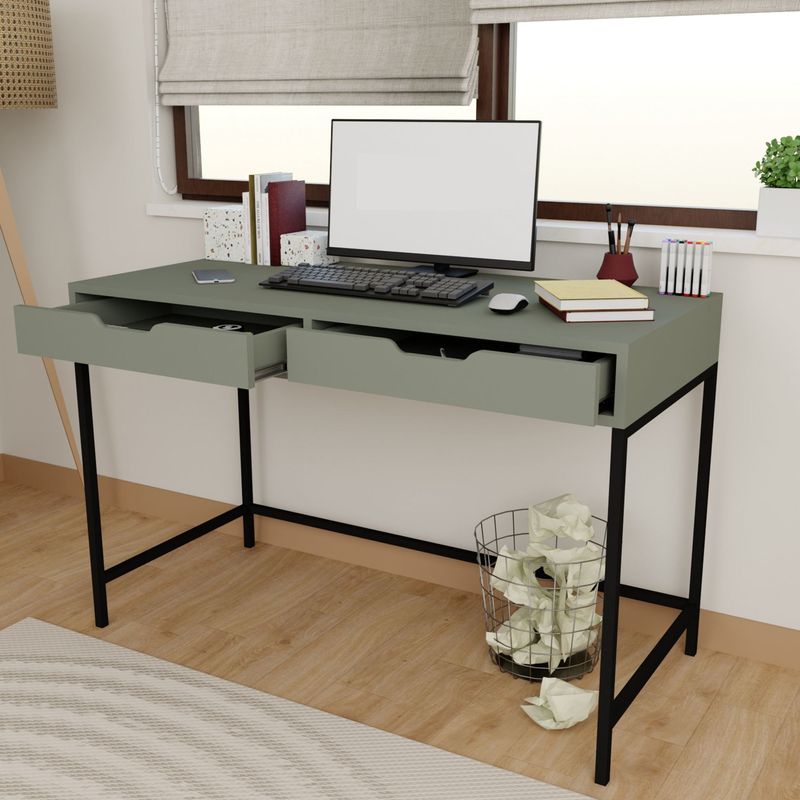 Casa si Gradina - Mobilier - Mese si birouri - Birouri - Birou studiu Hanah Home, PAL melaminat, 120 x 55 x 77.4 cm, verde, 350MWD1309 - Infinity.ro
