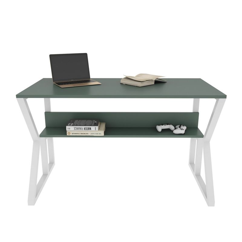 Casa si Gradina - Mobilier - Mese si birouri - Birouri - Birou studiu Hanah Home, PAL melaminat, 120 x 60 x 72.8 cm, verde/alb, 875ZNA4576 - Infinity.ro
