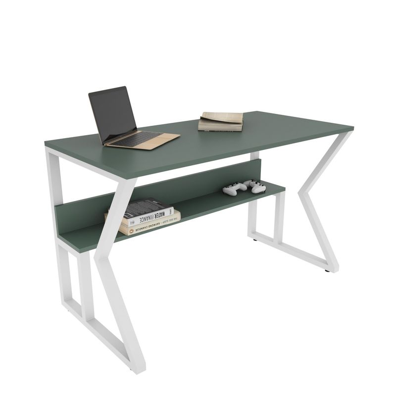 Casa si Gradina - Mobilier - Mese si birouri - Birouri - Birou studiu Hanah Home, PAL melaminat, 120 x 60 x 72.8 cm, verde/alb, 875ZNA4576 - Infinity.ro