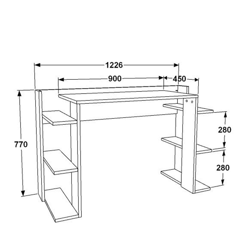 Casa si Gradina - Mobilier - Mese si birouri - Birouri - Birou studiu Hanah Home, PAL melaminat, 122.7 x 45 x 77 cm, alb/stejar, 875ZNA4631 - Infinity.ro