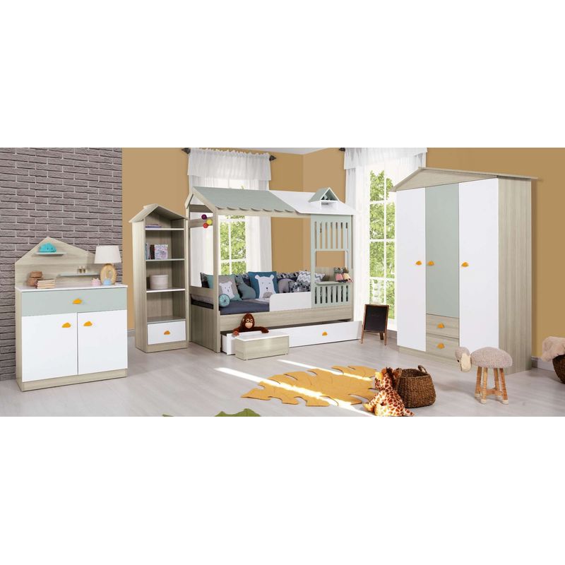 Casa si Gradina - Mobilier - Mese si birouri - Birouri - Birou studiu Hanah Home, PAL melaminat, 112 x 62 x 149 cm, verde, 842PRB1121 - Infinity.ro