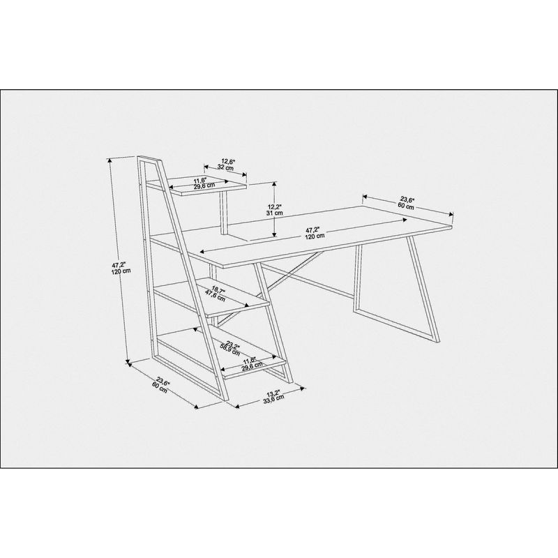 Casa si Gradina - Mobilier - Mese si birouri - Birouri - Birou studiu Hanah Home, PAL melaminat, 120 x 60 x 120 cm, alb, 322RTC1311 - Infinity.ro