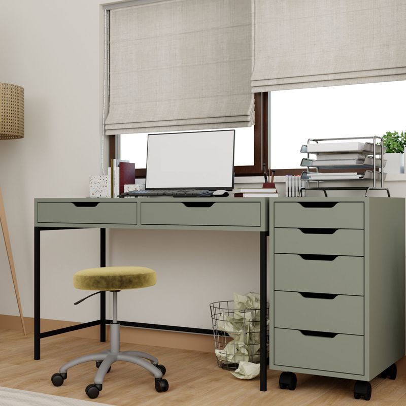Casa si Gradina - Mobilier - Mese si birouri - Birouri - Birou studiu Hanah Home, PAL melaminat, 120 x 55 x 77.4 cm, verde, 350MWD1310 - Infinity.ro