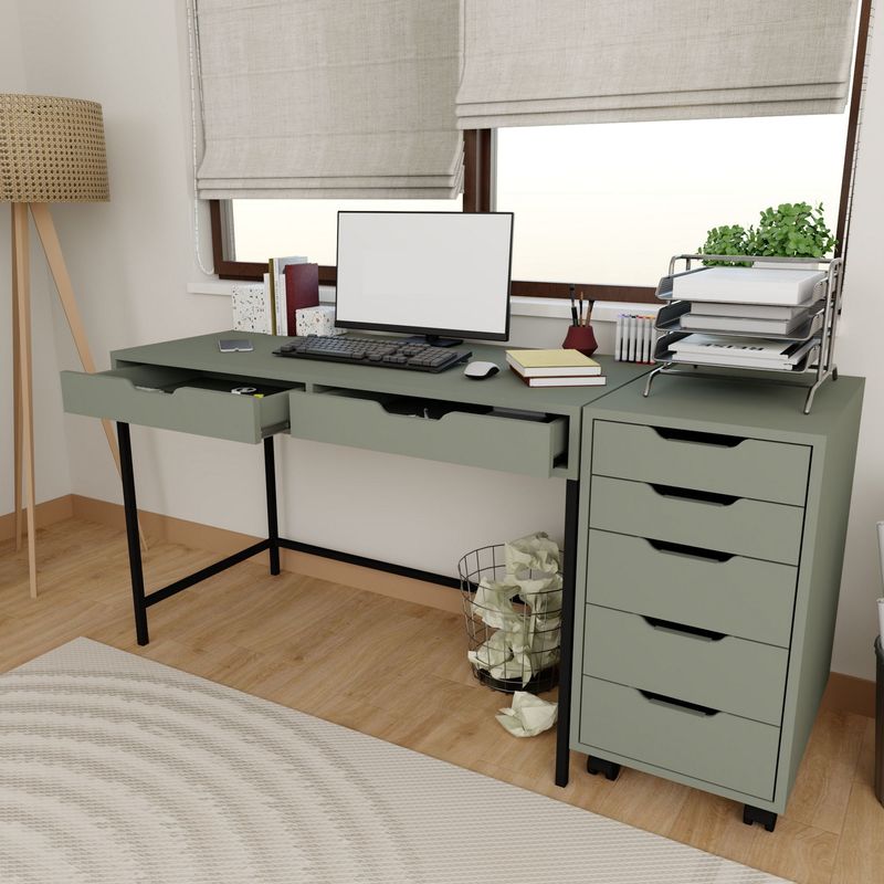 Casa si Gradina - Mobilier - Mese si birouri - Birouri - Birou studiu Hanah Home, PAL melaminat, 120 x 55 x 77.4 cm, verde, 350MWD1310 - Infinity.ro